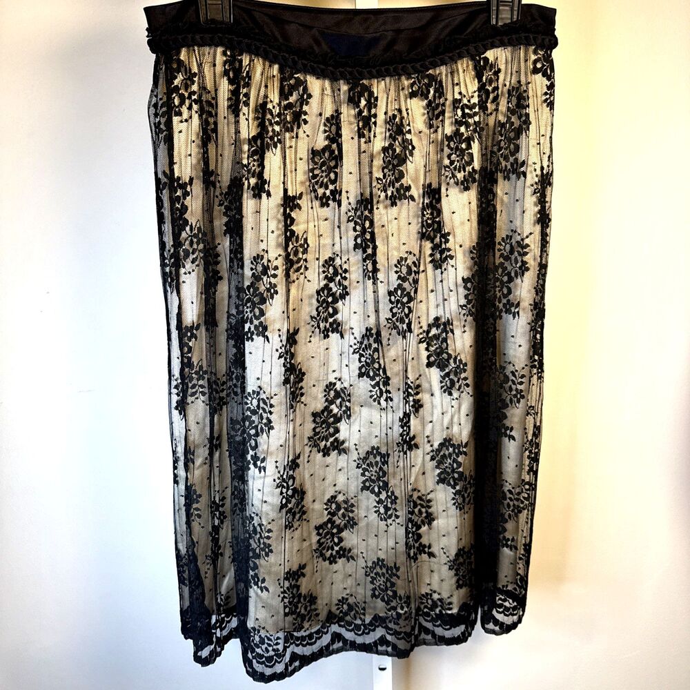 Tufi Duek Designer Whimsigoth Lace Overlay Skirt Womens Med Black Fairy Gothic
